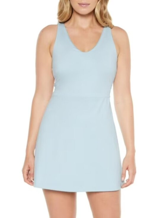 GapFit Dresses & Skirts - GapFit Women's V Neck Moisture Wicking Shelf Bra Active Tank Dress  Light Blue